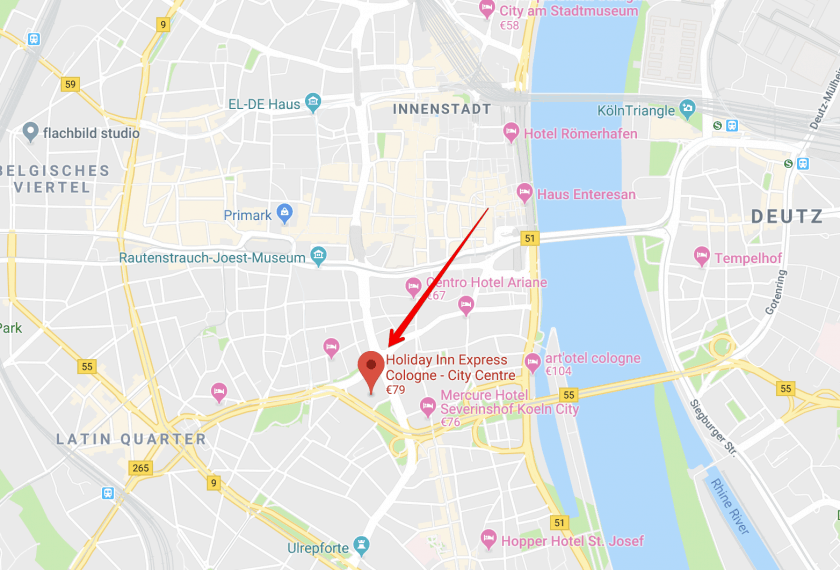 google maps location holiday inn cologne city center