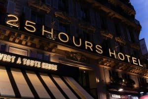 25hours Hotel Paris Front Night Closeup