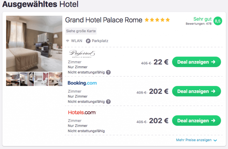Skyscanner Grand Hotel Palance Rom
