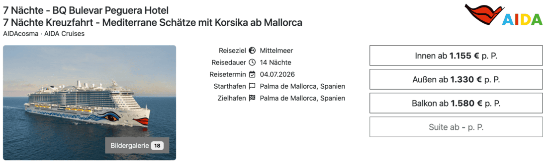 AIDAcosma Kombi Mallorca