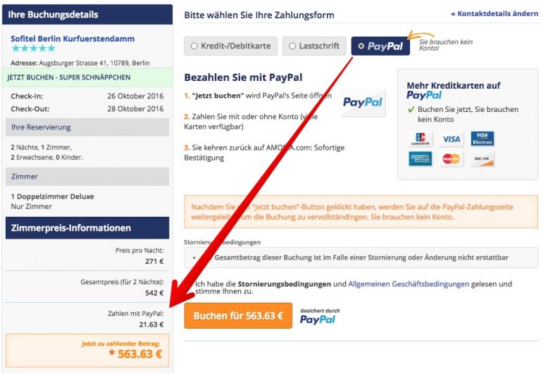 Amoma Gebühr Zahlung PayPal/Lastschrift