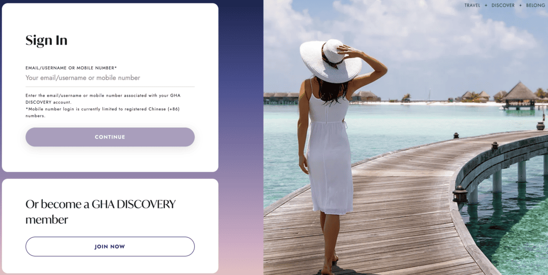 GHA Discovery login page