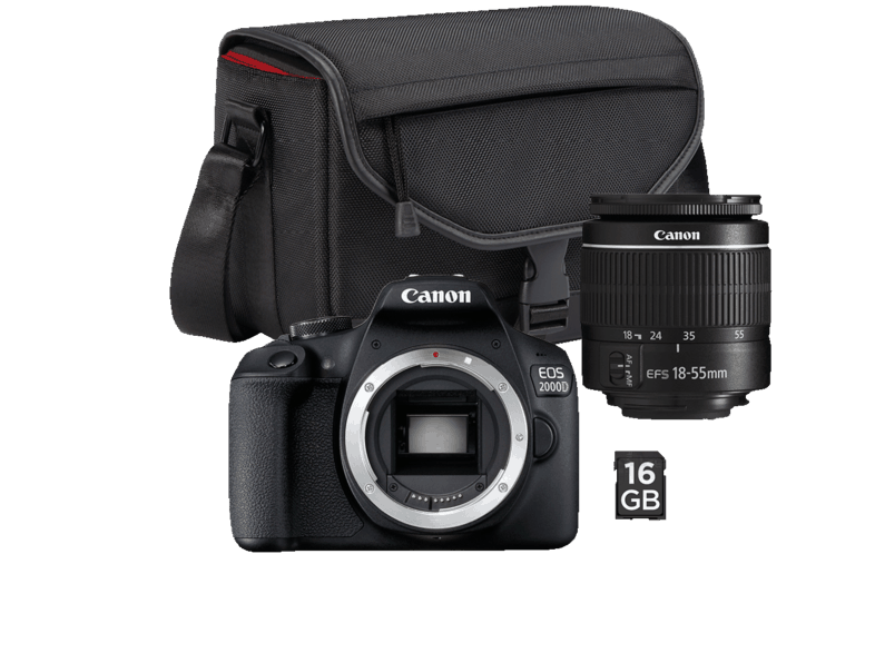Canon EOS 2000D Objektiv Kameratasche Speicherkarte