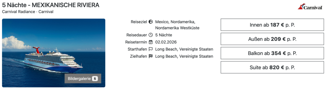 Carnival Radiance Mexikanische Riviera