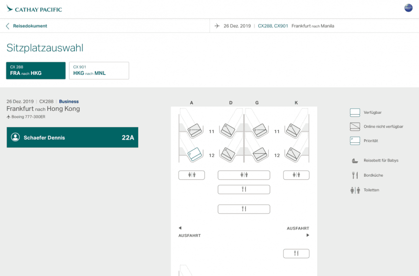 Cathay Pacific Review FRA HKG C Online Check In
