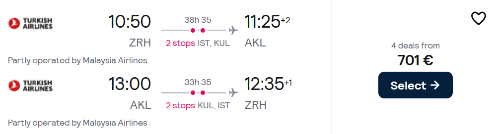 Cheap flights from Zurich to Auckland at Skyscanne