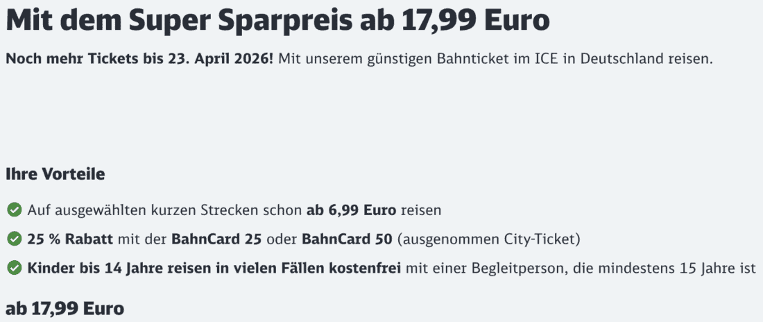 DB Aktion Super Sparpreis