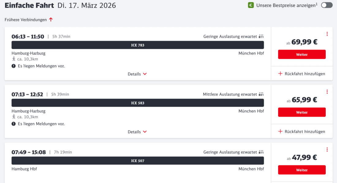 DB Hamburg München regulär