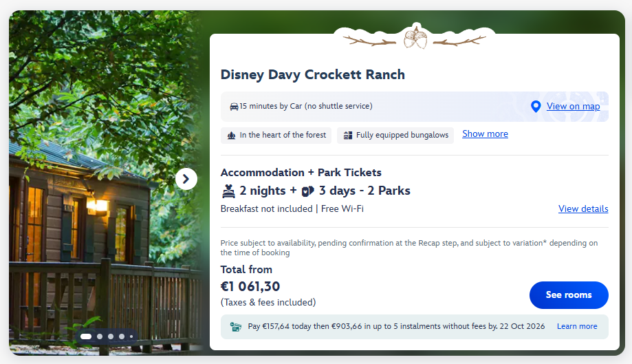 Davy Crockett Ranch DLP Disney Price