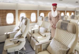 Emirates Premium Economy Sitz Kabinenansicht