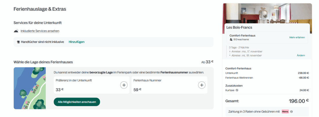 Ferienhauslage & Extras Center Parcs — Mozilla F