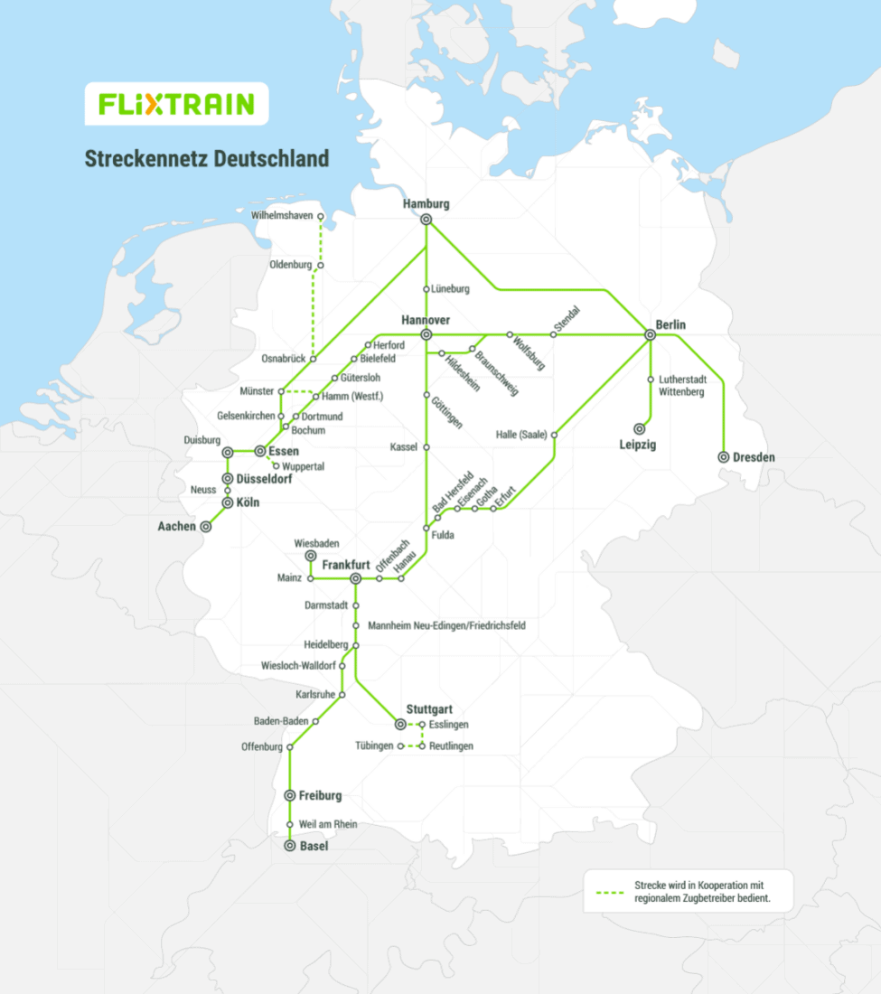 Flixtrain Streckennetz 2023
