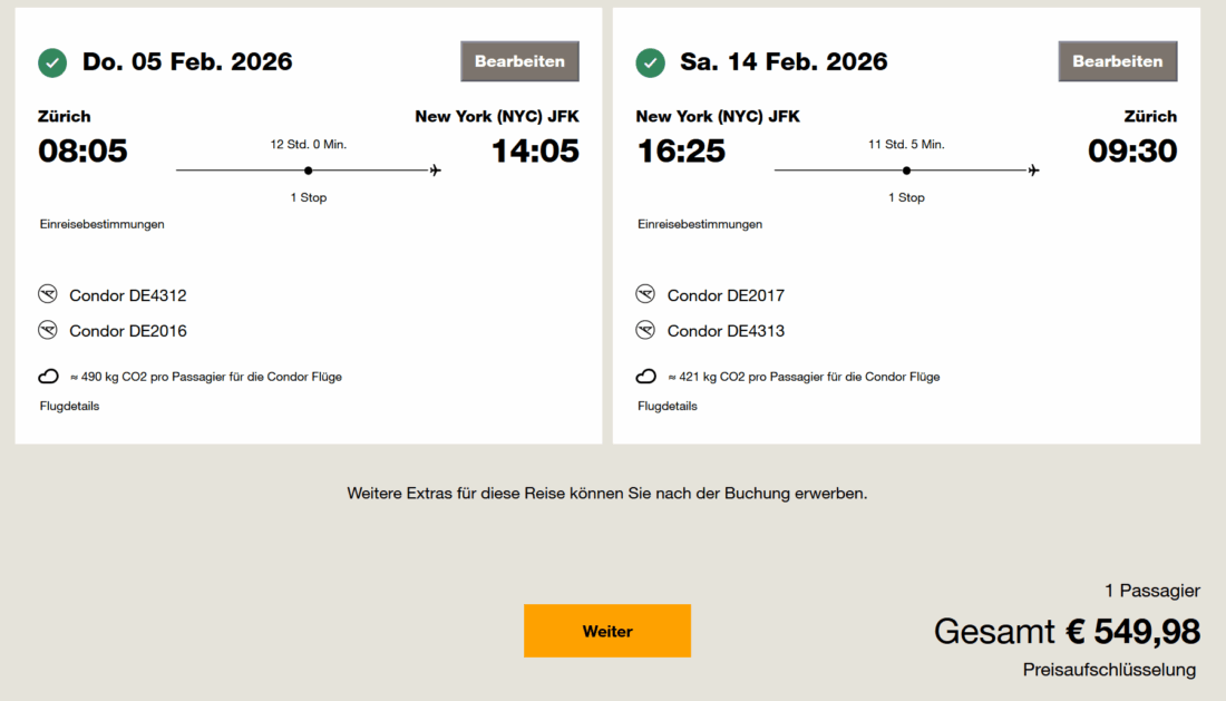 Flugübersicht Condor — Mozilla Firefox 2025 11 1