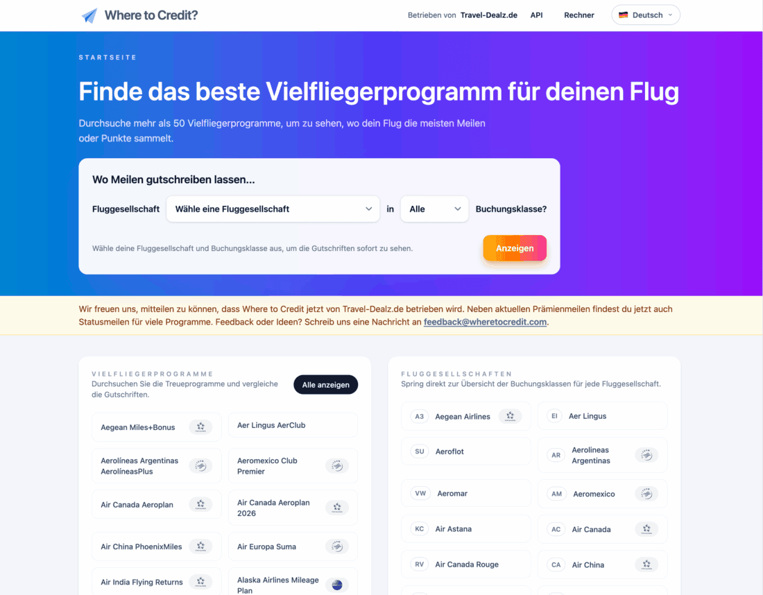 Screenshot von wheretocredit.com