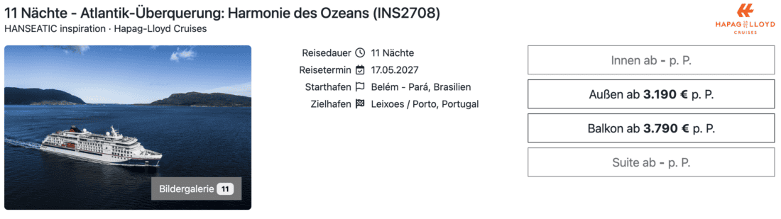 Hanseatic Inspiration Transatlantik