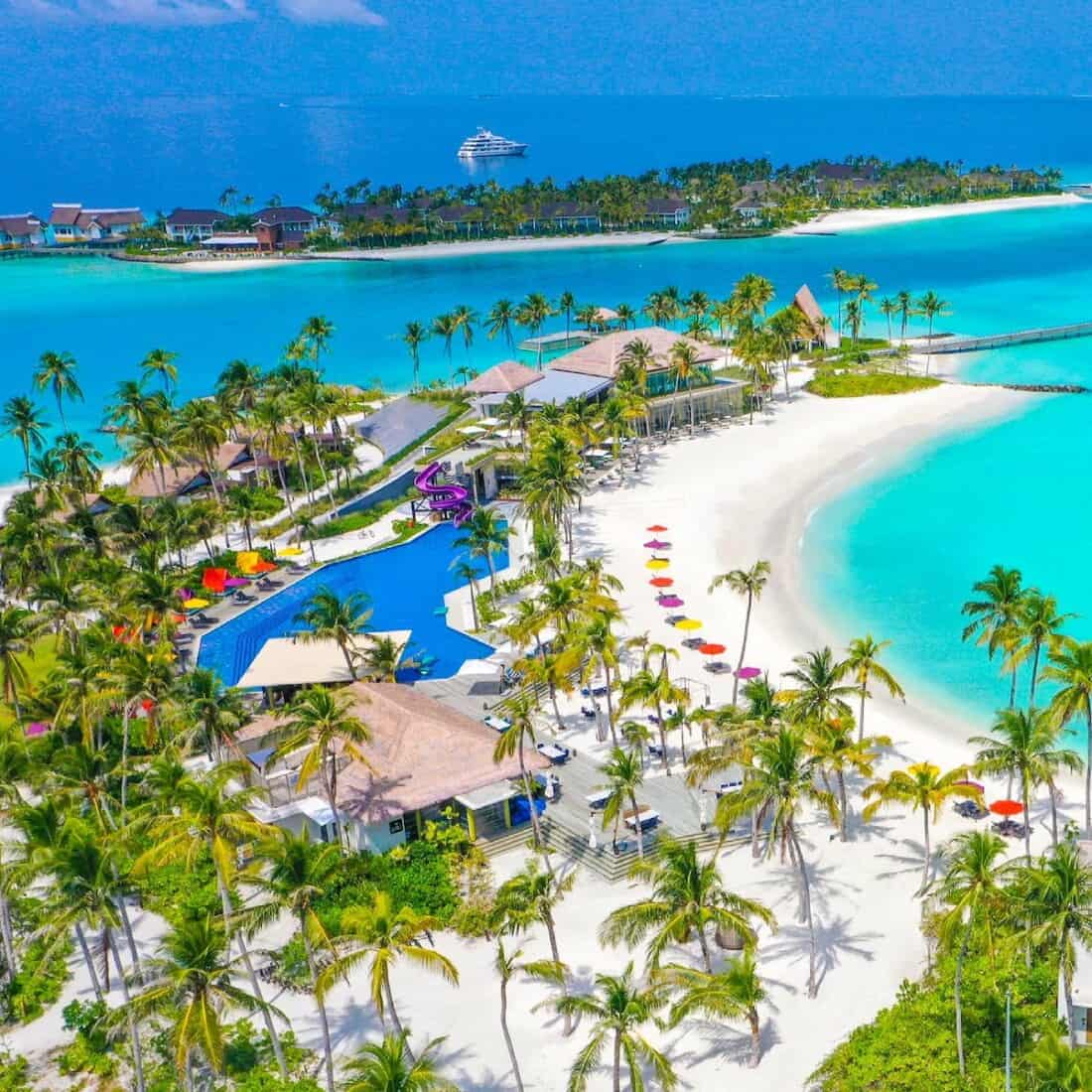 Hard Rock Malediven luftbild Pool mit Rutsche