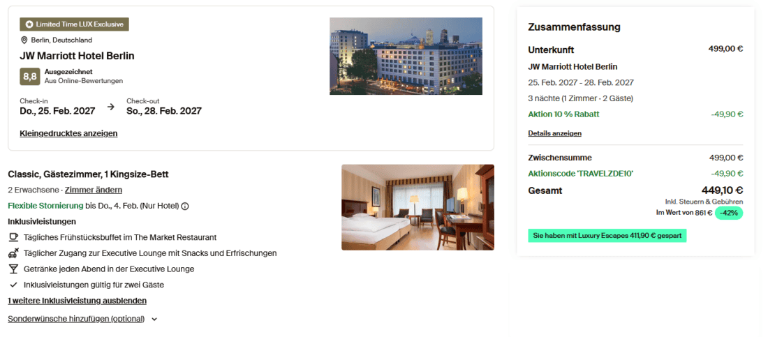 JW Marriott Berlin Luxury Escapes Offer