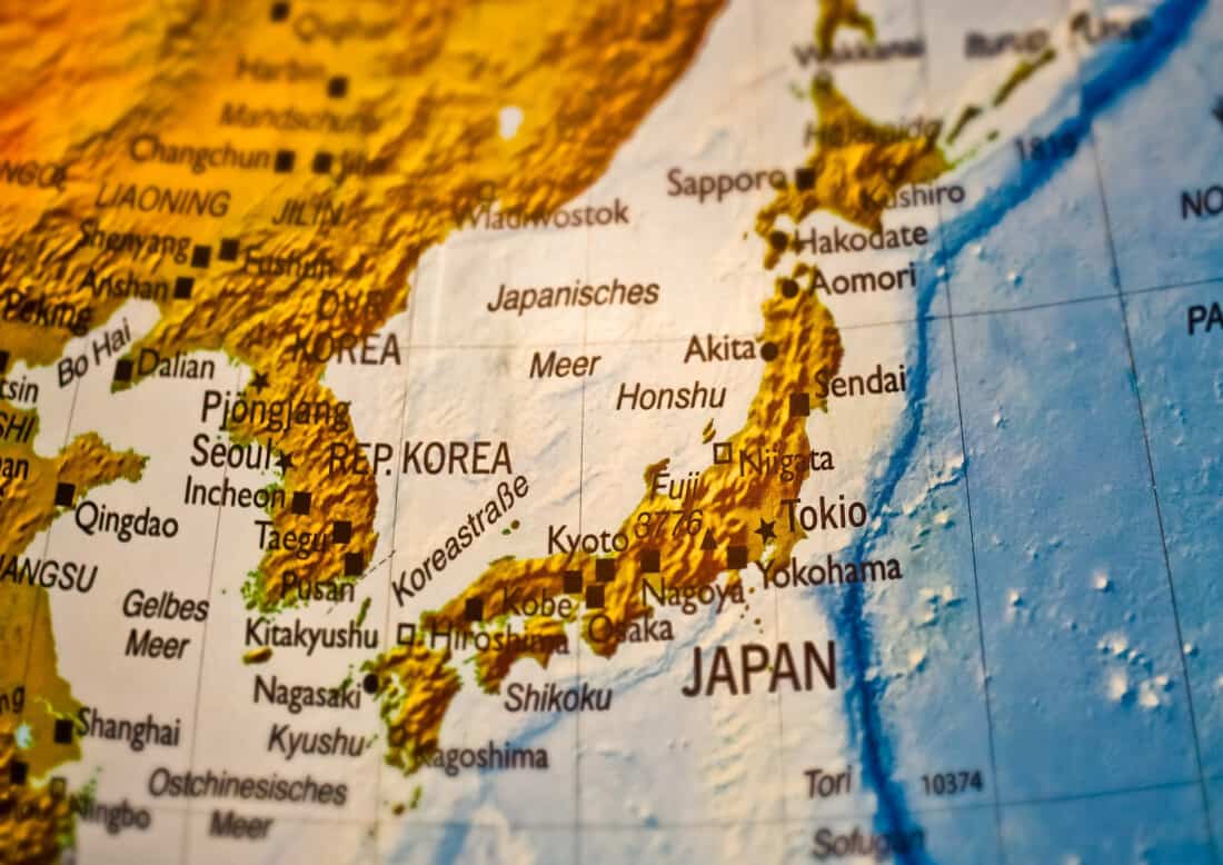 Karte Korea Japan