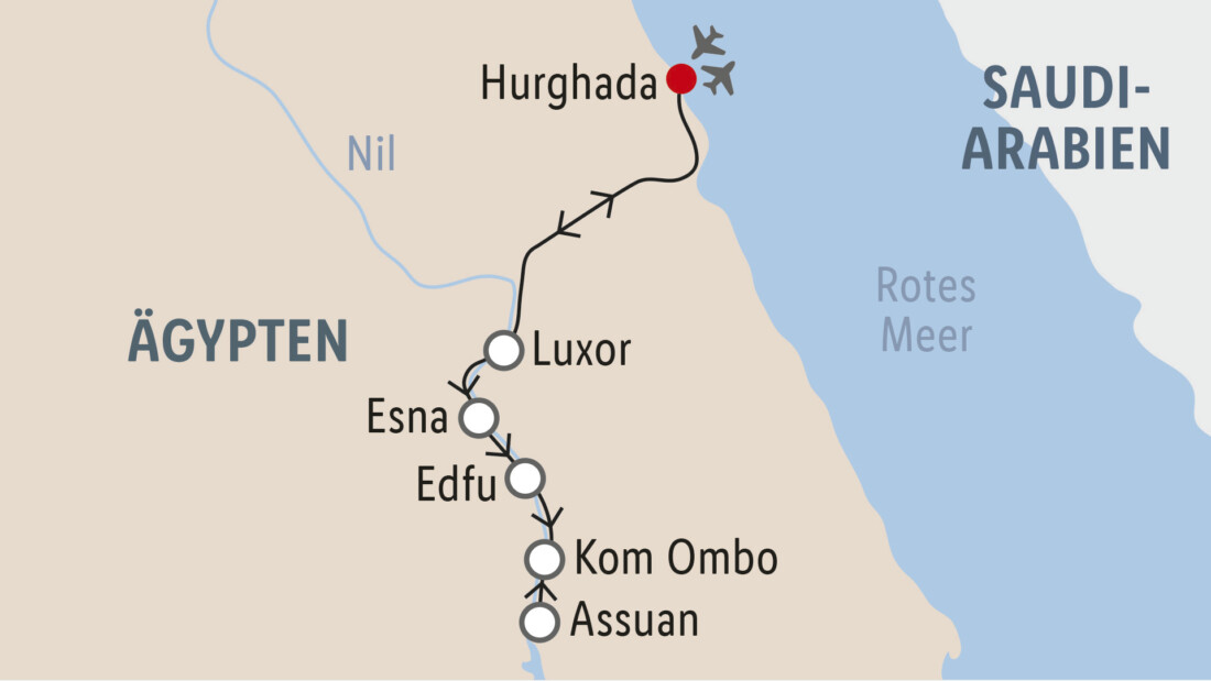 Kombination Nilkreuzfahrt und Badeurlaub