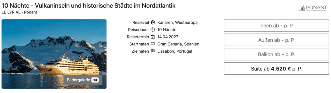 Le Lyrial Gran Canaria nach Lissabon
