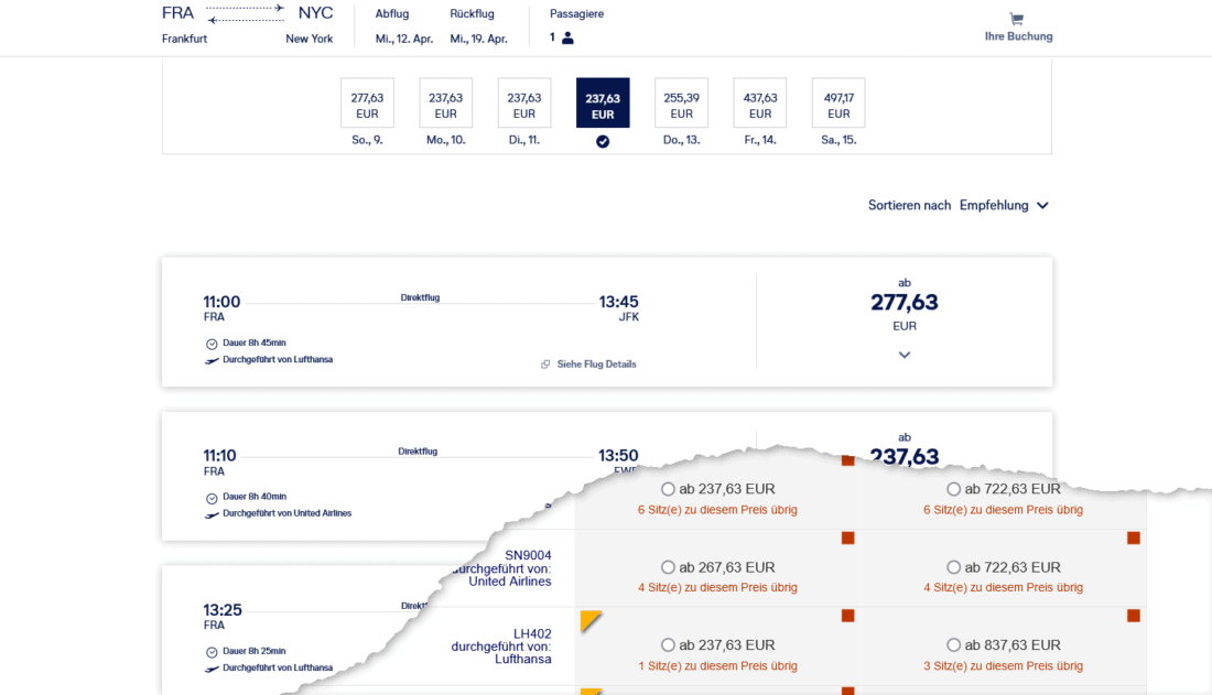 Lufthansa Website neu alt vergleich