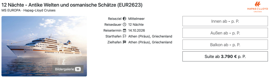 MS Europa Mittelmeer ab Piräus