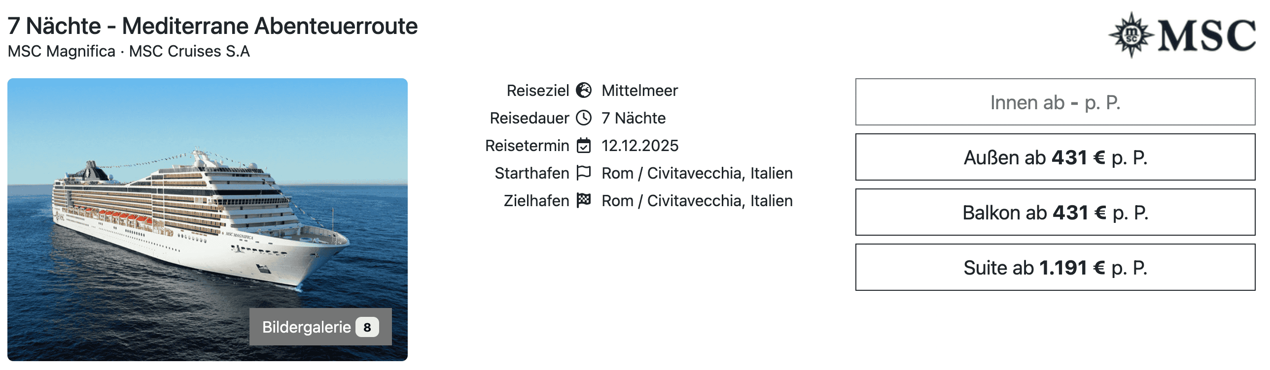 MSC Magnifica Civitavecchia