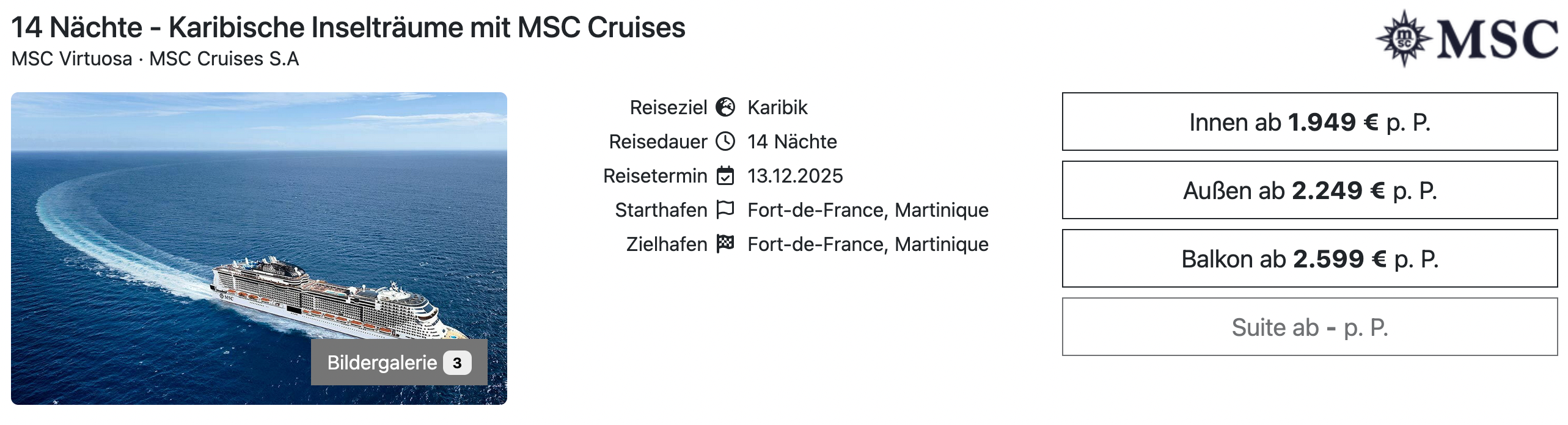 MSC Virtuosa Karibik