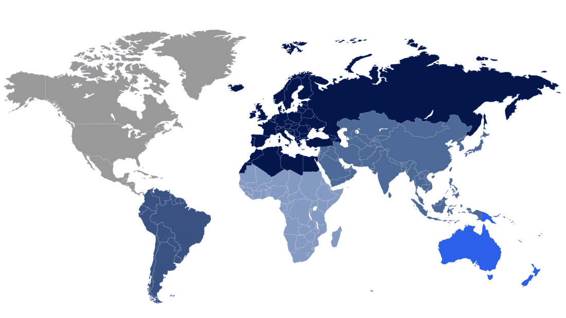 Miles More offizielle Weltkarte 2024 Regionen