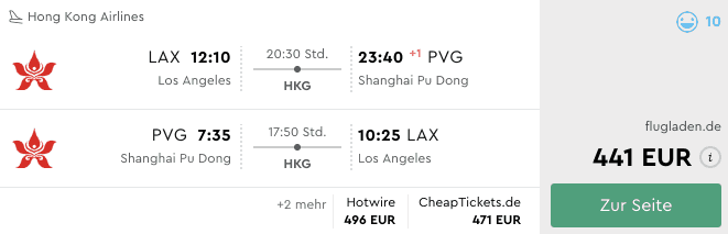 Momondo LAX-PVG Error Fare