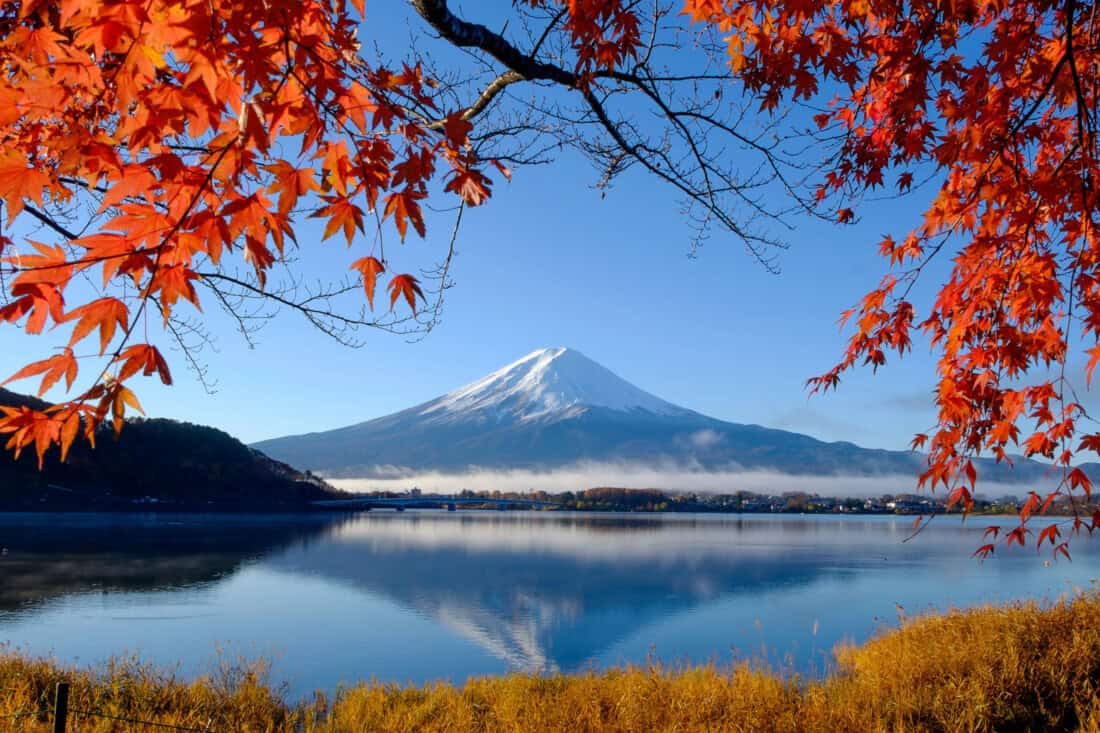 Mt Fuji Japan Herbst Laubfaerbung