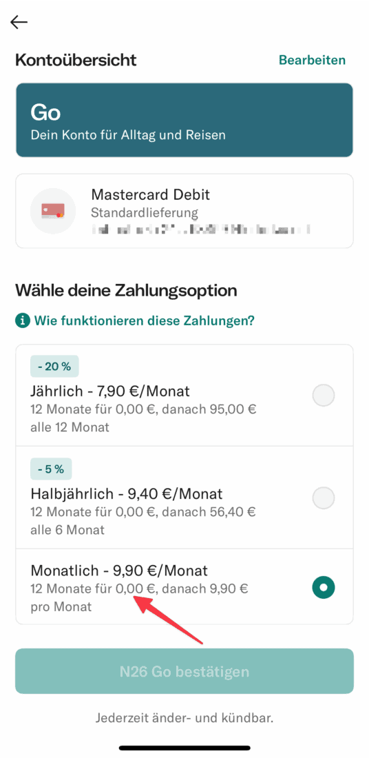 Die monatliche Go-Mitgliedchaft kostet für 12 Monate 0,00 €, danach 9,90€ pro Monat