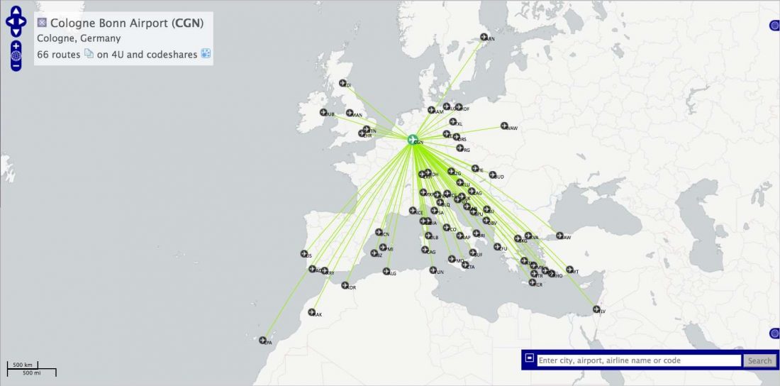 Openflights.org Airport Routes CGN