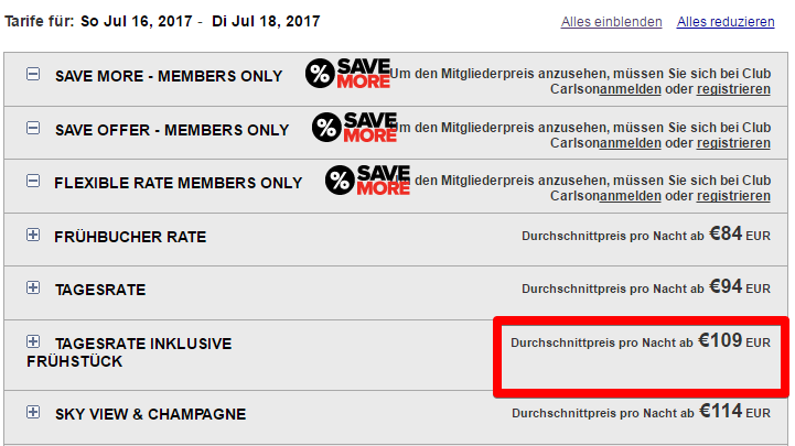 Park Inn Preisvergleich