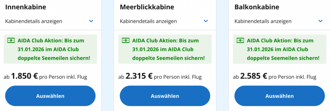 Preisvergleich AIDAstella Mittelmeer