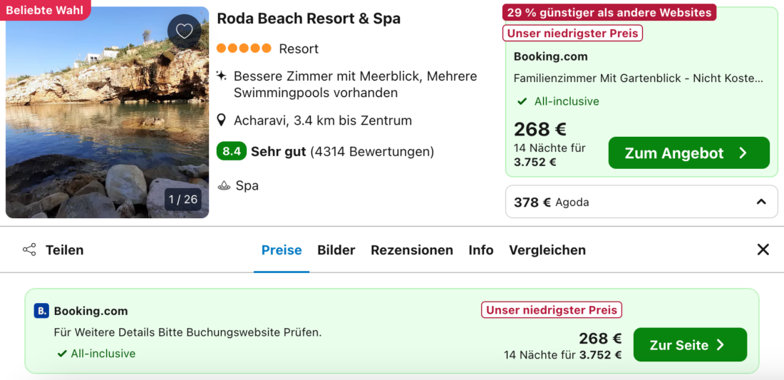 Preisvergleich TUI Kinderfestpreis