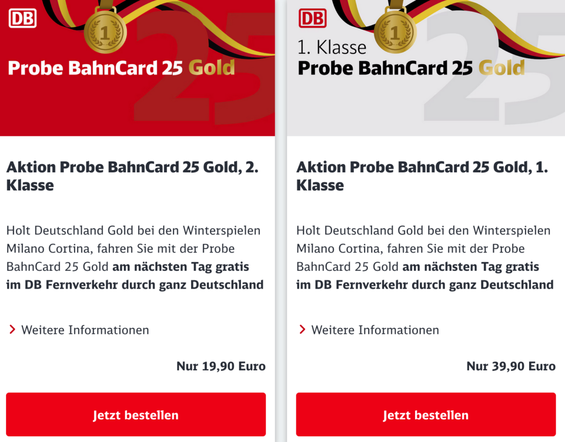 Probe BahnCard 25 Gold