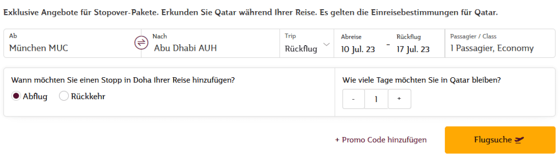 Qatar Airways Stopover Deutsch
