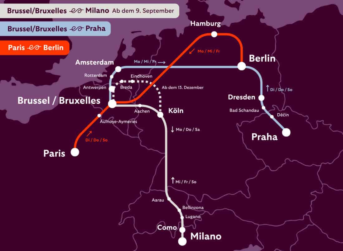 European Sleeper Route Map