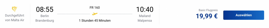 Ryanair BER MXP