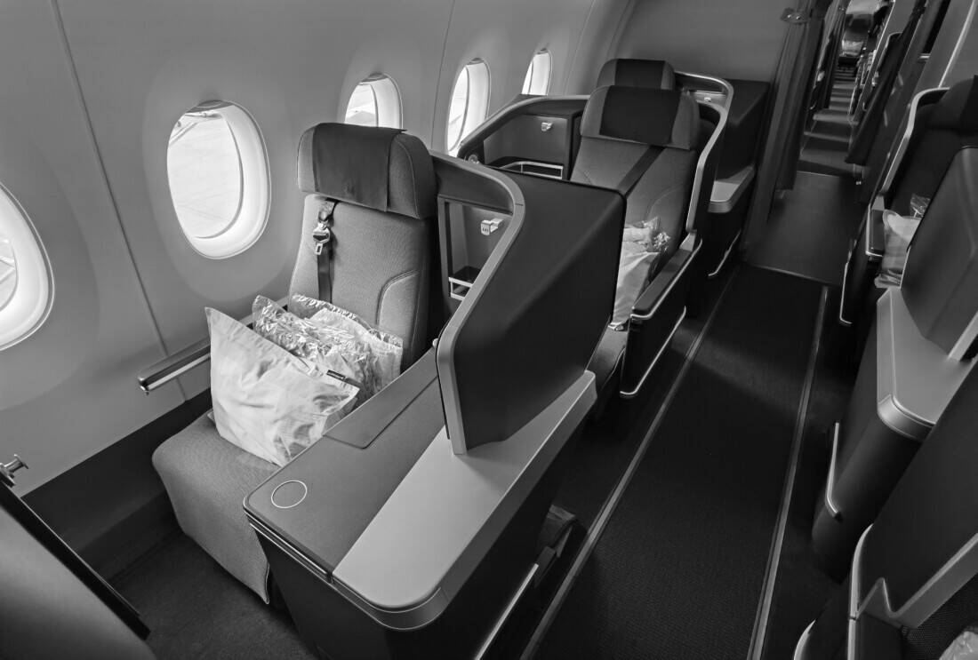 SAS Business Class Graustufen