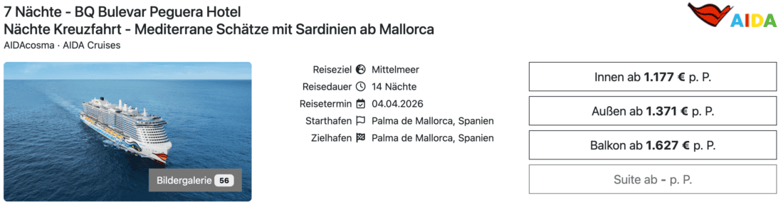 SLR AIDAcosma Hotelkombi Mallorca