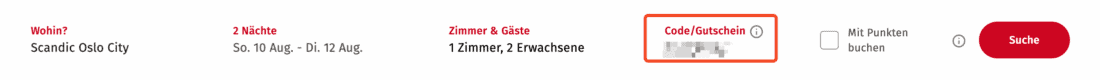 Scandic Gutscheineinlösung