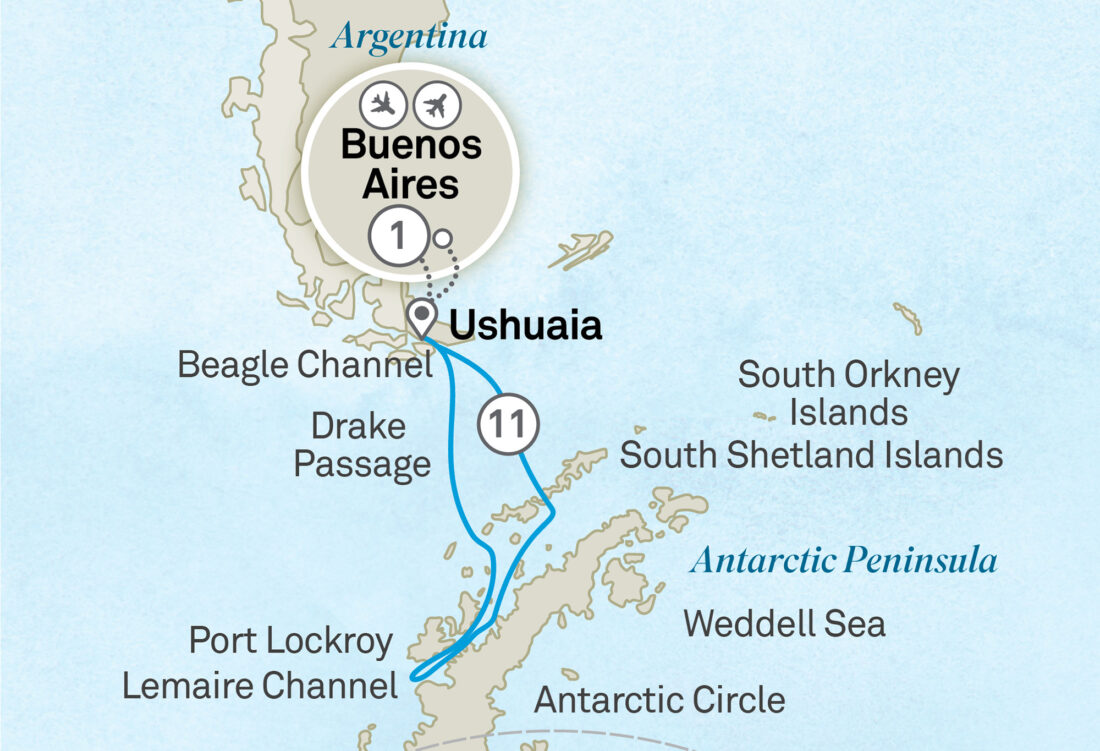 Planned route round-trip from Ushuaia