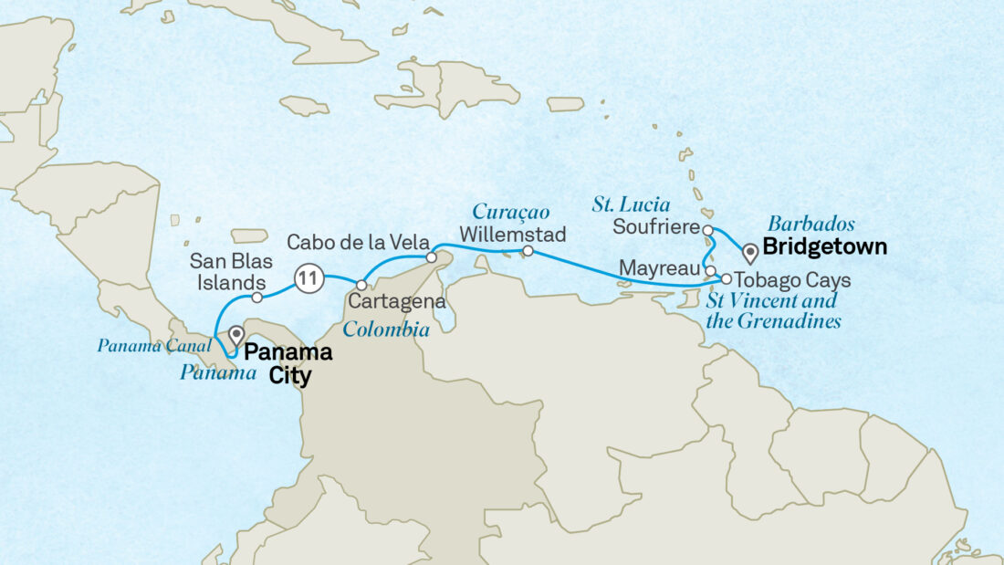Scenic Eclipse II Routenkarte Panama Barbados