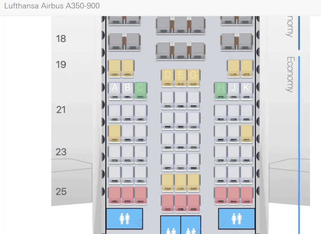 Screenshot of colored seat map