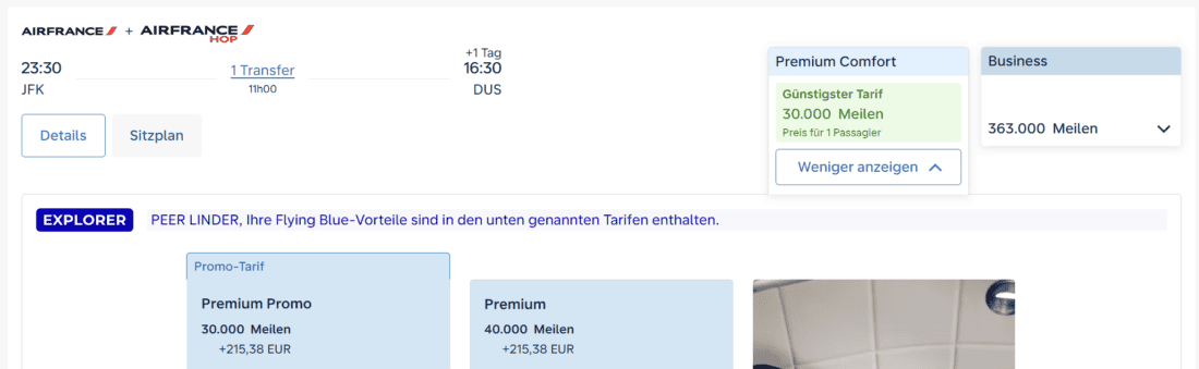 Flying Blue Premium Economy award deals