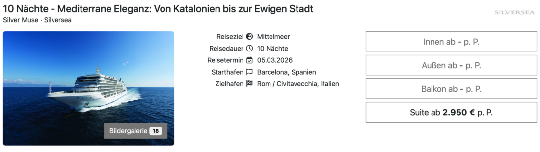 Silver Muse Mittelmeer