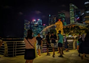 Singapur Merlion mit Leuten