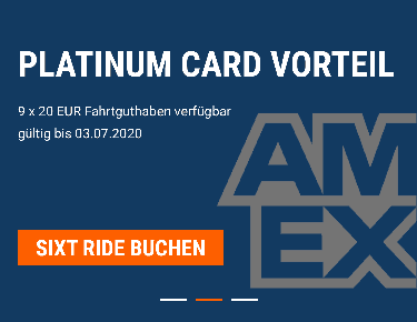 Sixt Ride Platinum Card Vorteil Anzeige